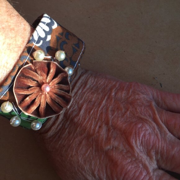 Artist Made Cuff Bracelet in Browns and Greens - Picture 3 of 5